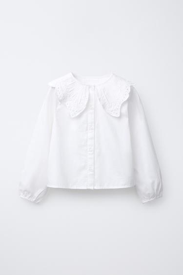 EMBROIDERED COLLAR SHIRT - White by Zara - Image 0