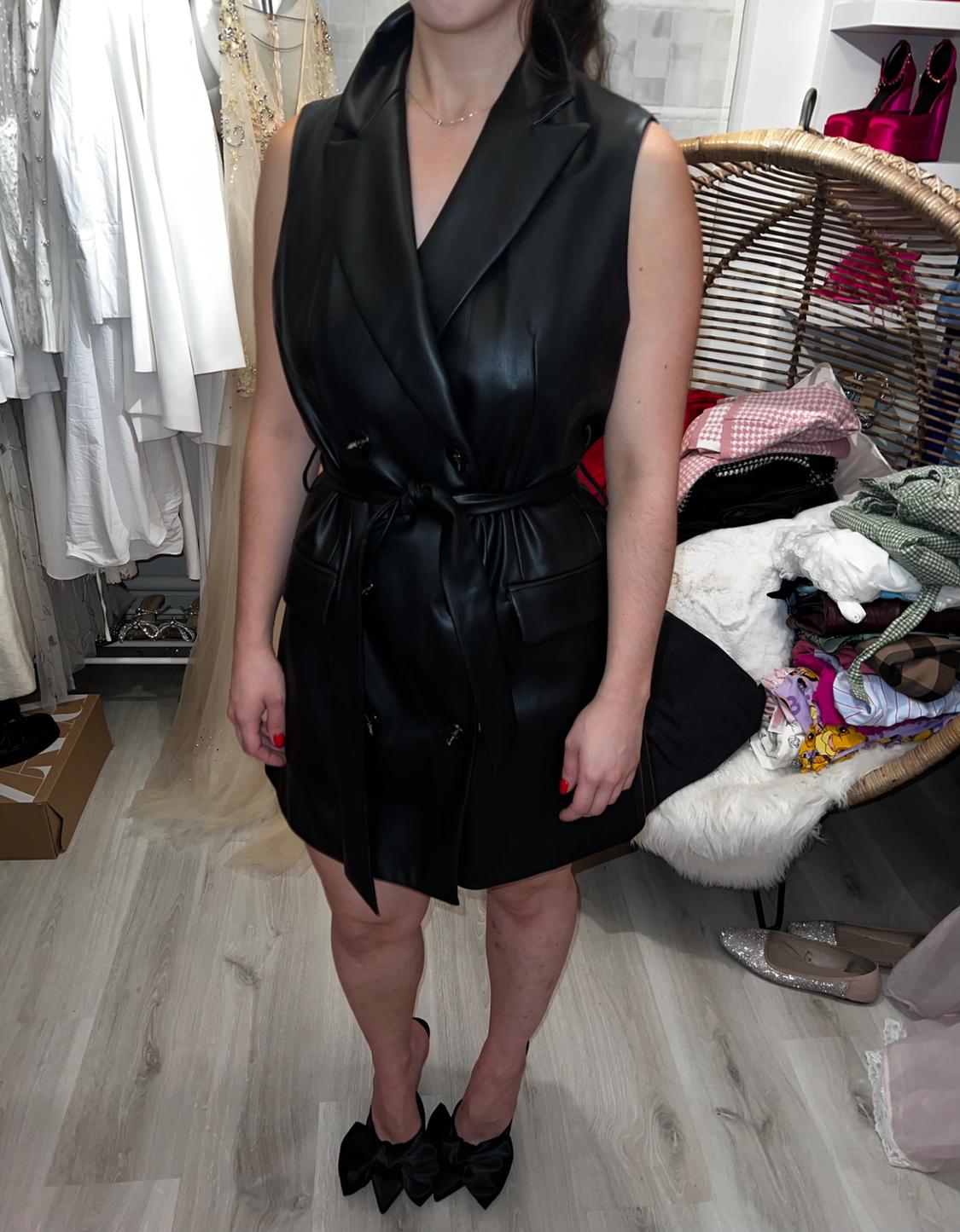 FAUX LEATHER WAISTCOAT