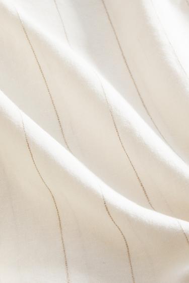 STRIPED COTTON LINEN DUVET COVER - Oyster-white by Zara - Image 4