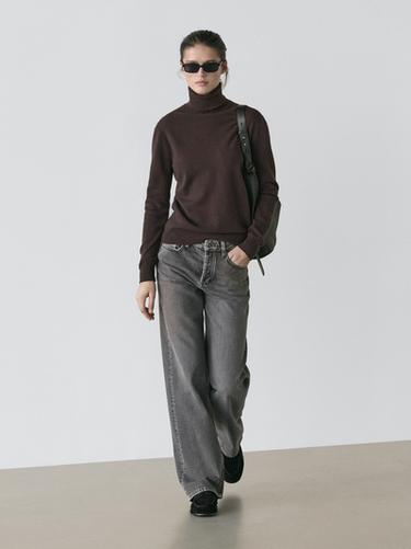 Zara Mid-rise wide-leg jeans - Anthracite Gray - Image 0