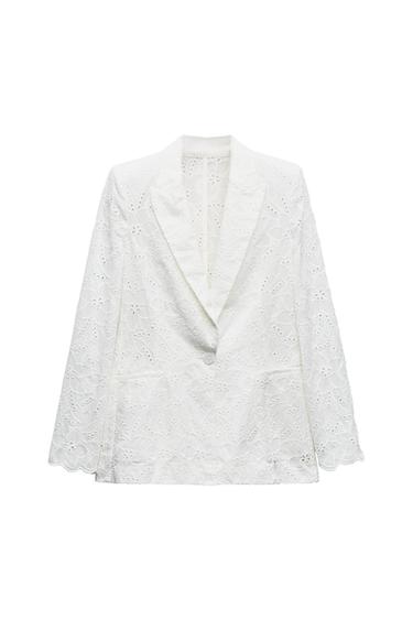 EMBROIDERED EYELET BLAZER