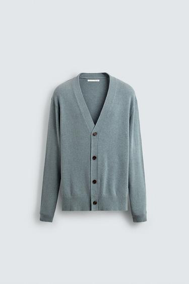 CARDIGAN ALGODÃO - CAXEMIRA - Azul-claro da Zara