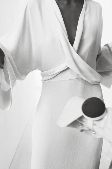 ZW COLLECTION MIDI DRESS WITH TIES - Ecru by Zara - Image 3