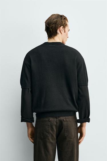 COTTON/LINEN KNIT T-SHIRT - Black by Zara - Image 2