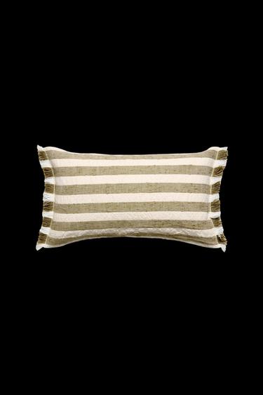 Zara STRIPED THROW PILLOW COVER - Green - Image 0