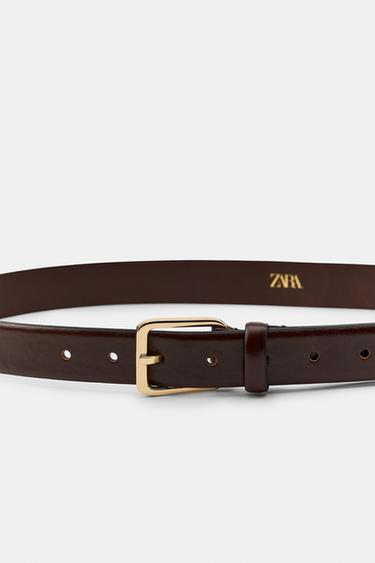 CEINTURE 100% CUIR BOUCLE CARRÉE - Marron de Zara - Image 3