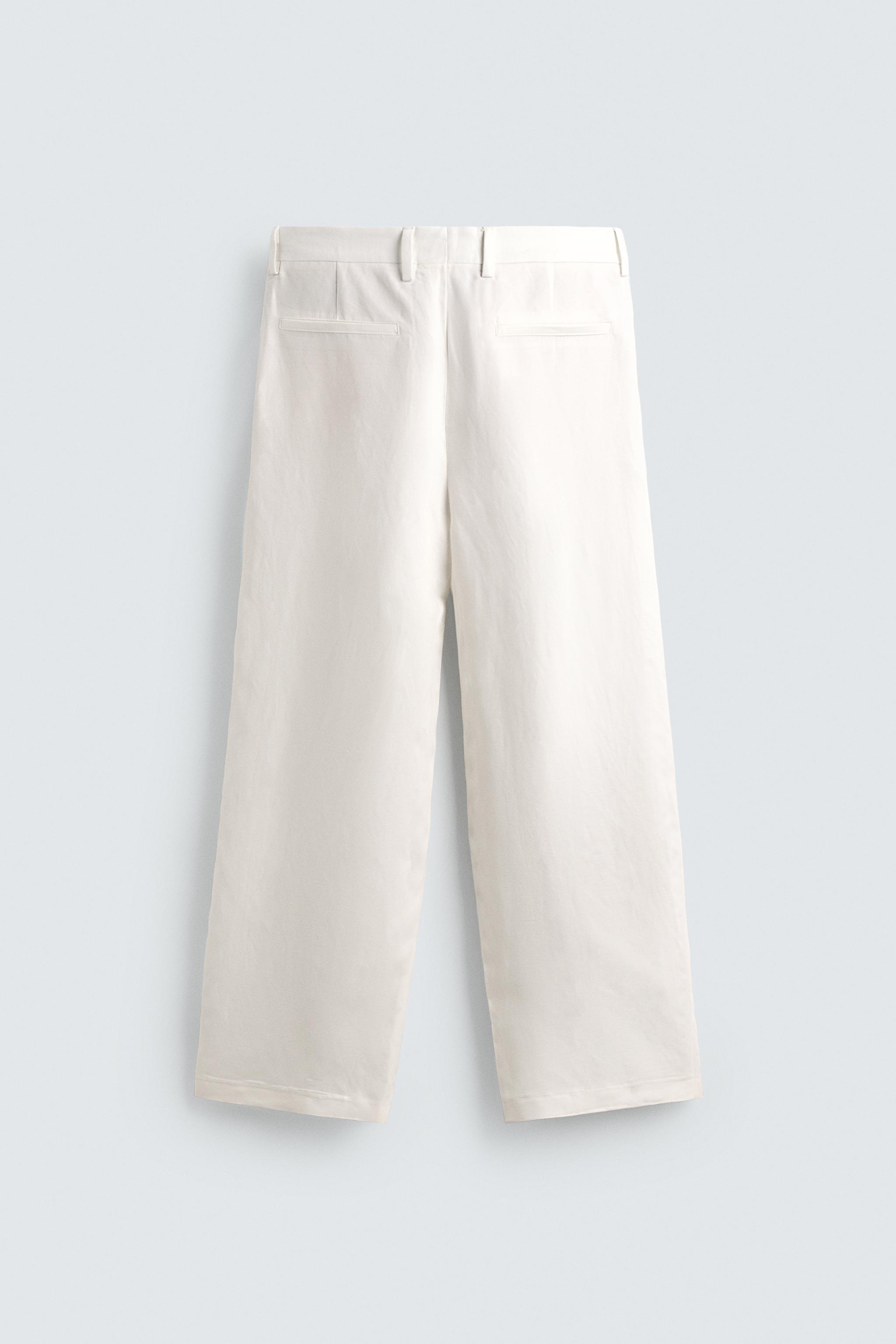 リラックスフィットビスコースリネンスーツパンツ - ホワイト | ZARA