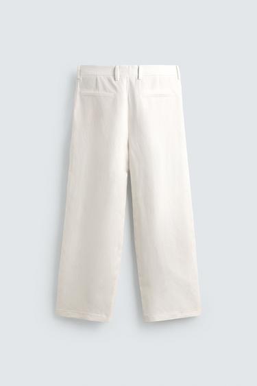 RELAXED FIT VISCOSE/LINEN SUIT TROUSERS - White by Zara - Image 5
