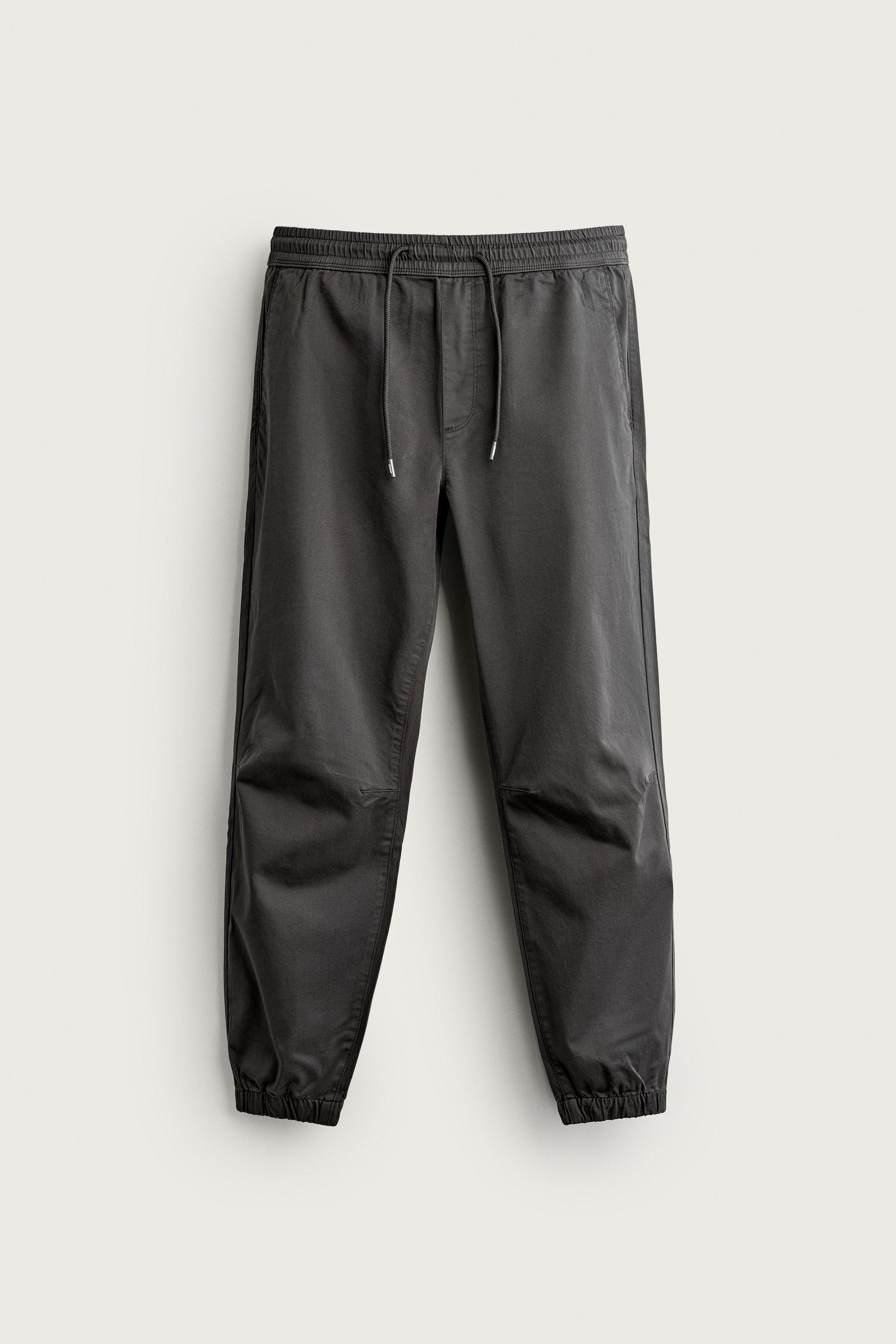 SLIM FIT JOGGER WAIST PANTS — Dark gray