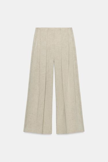 ZW COLLECTION STRAIGHT-LEG TOPSTITCH TROUSERS - Beige by Zara - Image 6