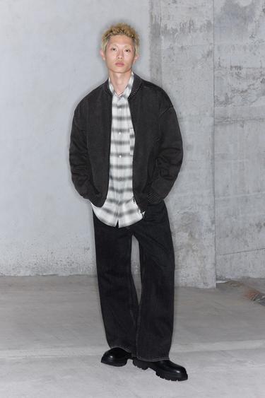 Zara 水洗針織飛行員夾克 - 棕色