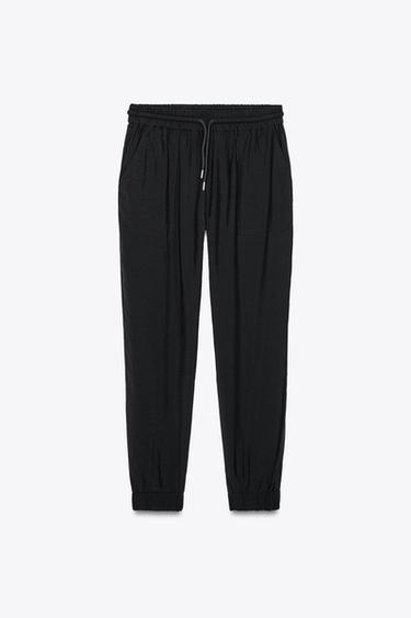Zara FLOWY JOGGER PANTS - Black - Image 0
