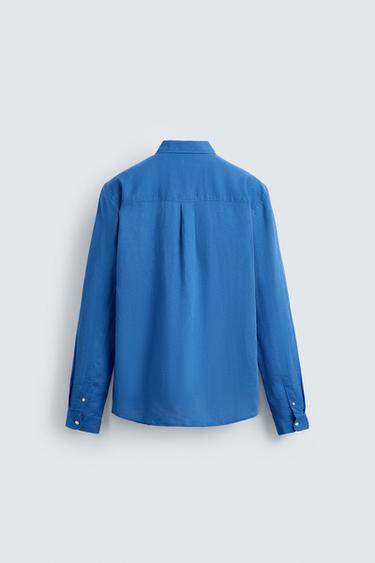 LINEN/COTTON SHIRT - Ink blue by Zara - Image 6