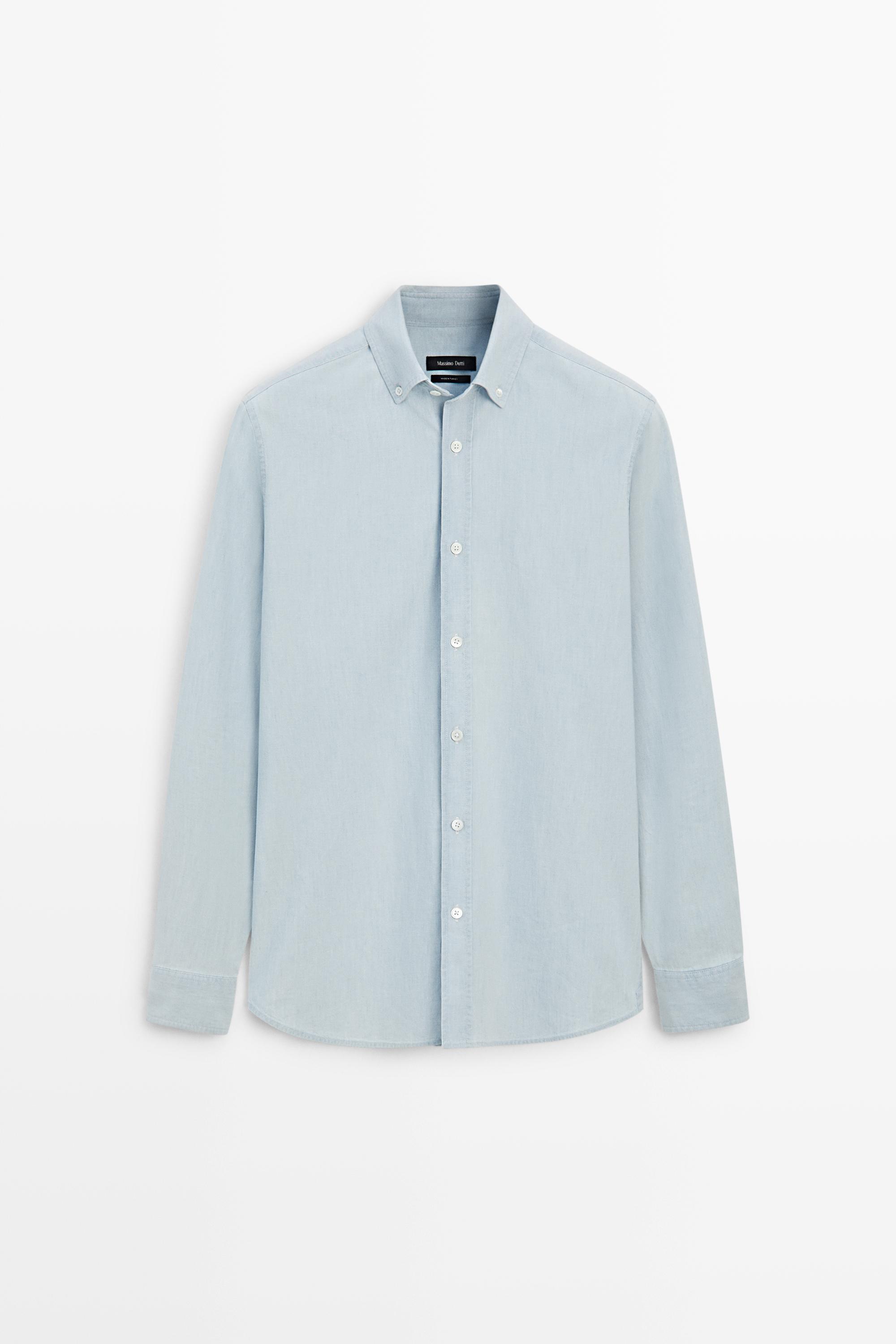 100% cotton denim shirt — Sky blue