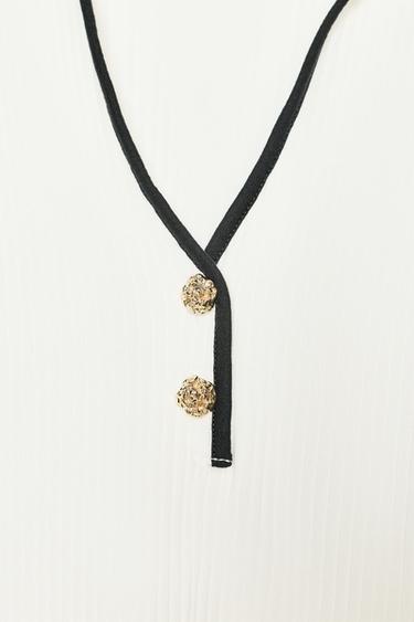 RIBBED DRESS WITH METAL BUTTONS - Black / White by Zara - Image 6
