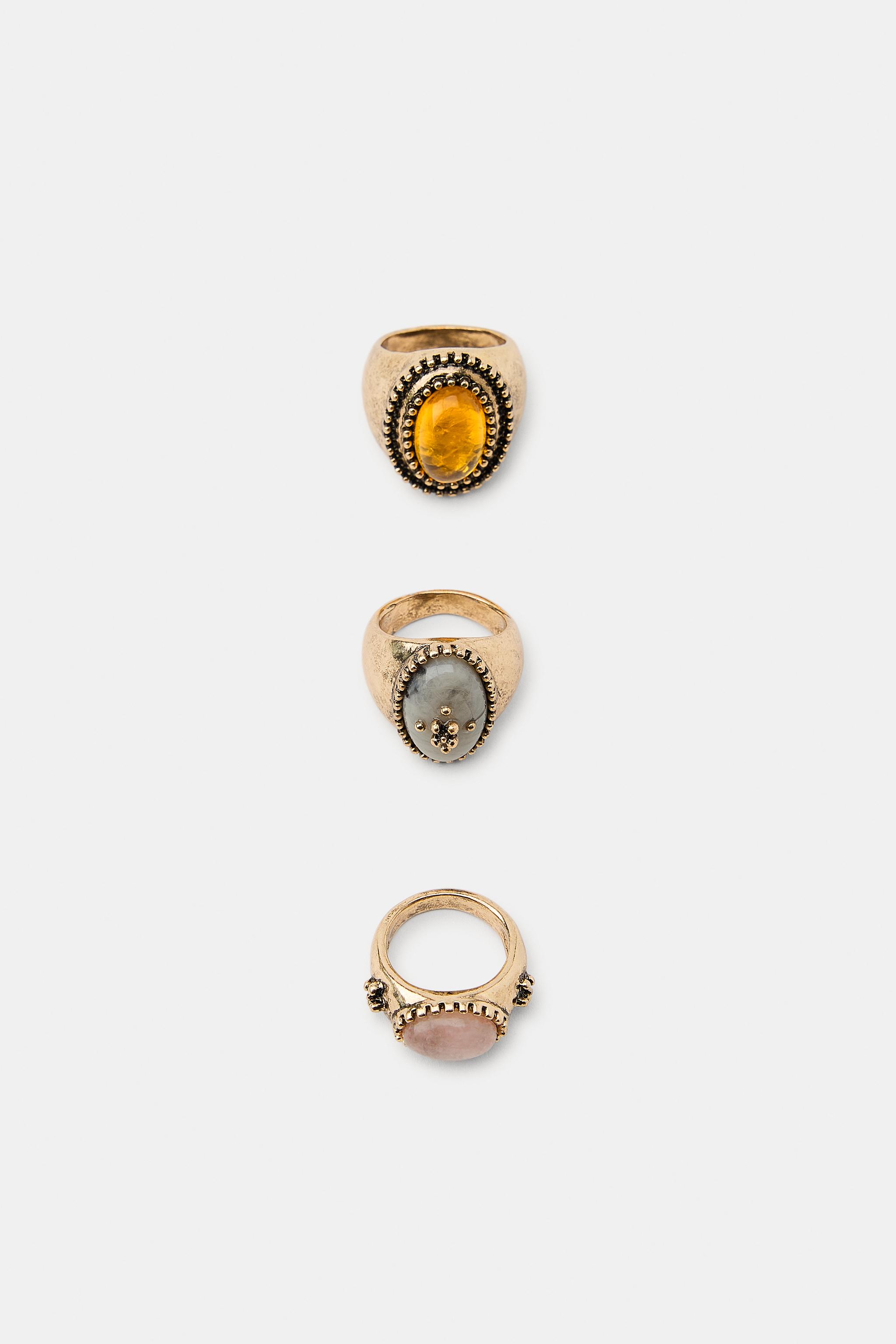 3-PACK OF STONE RINGS