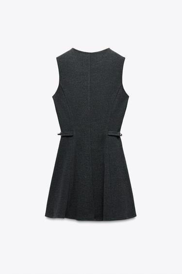 Zara SOFT BUCKLE MINI DRESS - Gray