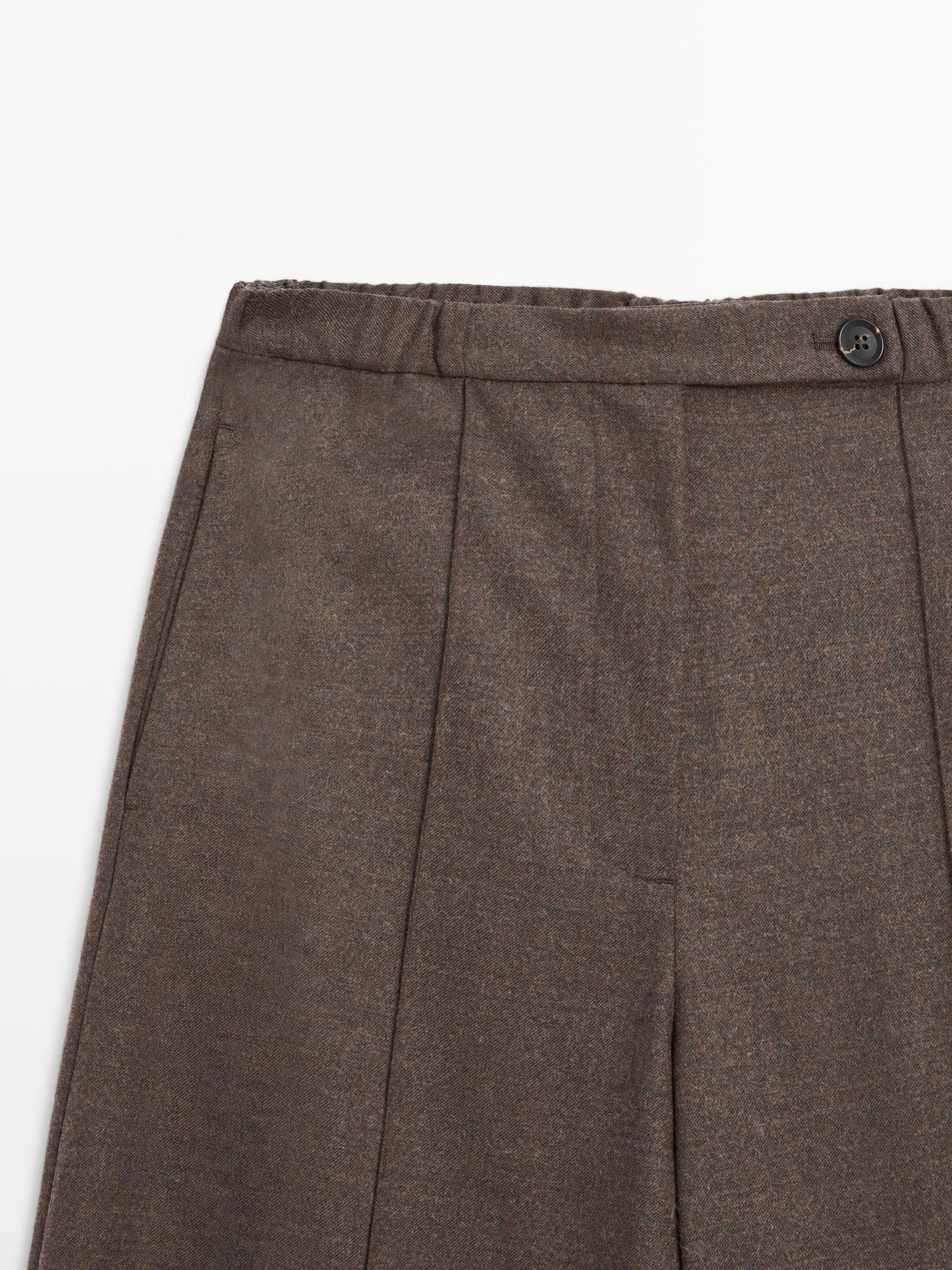 Barrel fit wool blend trousers