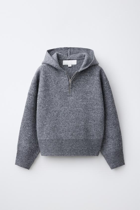 HOODED KNIT JUMPER - Anthracite grey by Zara - Image 0