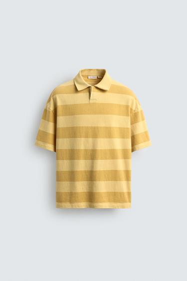 REGULAR FIT STRIPED POLO - Yellow by Zara