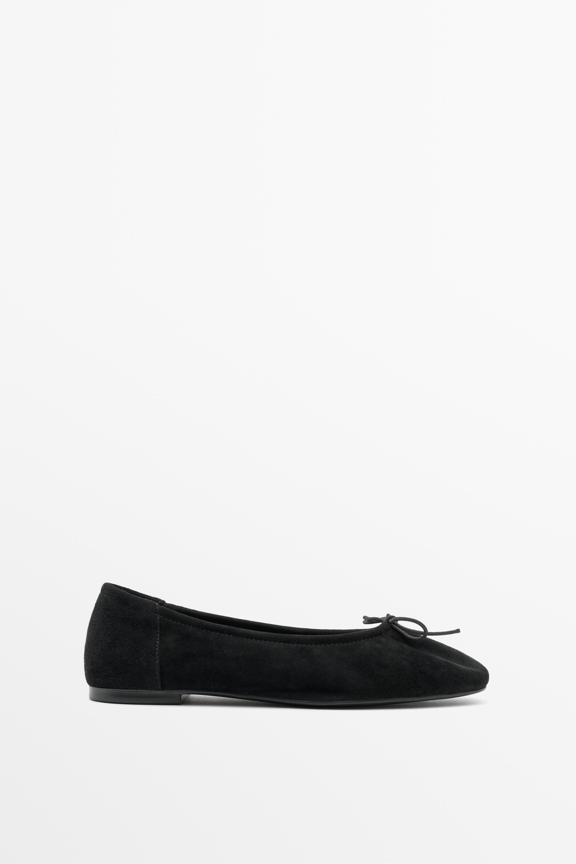 Suede bow ballet flat