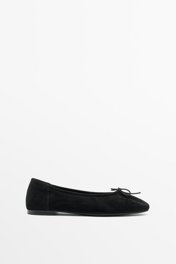 Ballerine en daim avec lien - Noir de Zara - Image 0
