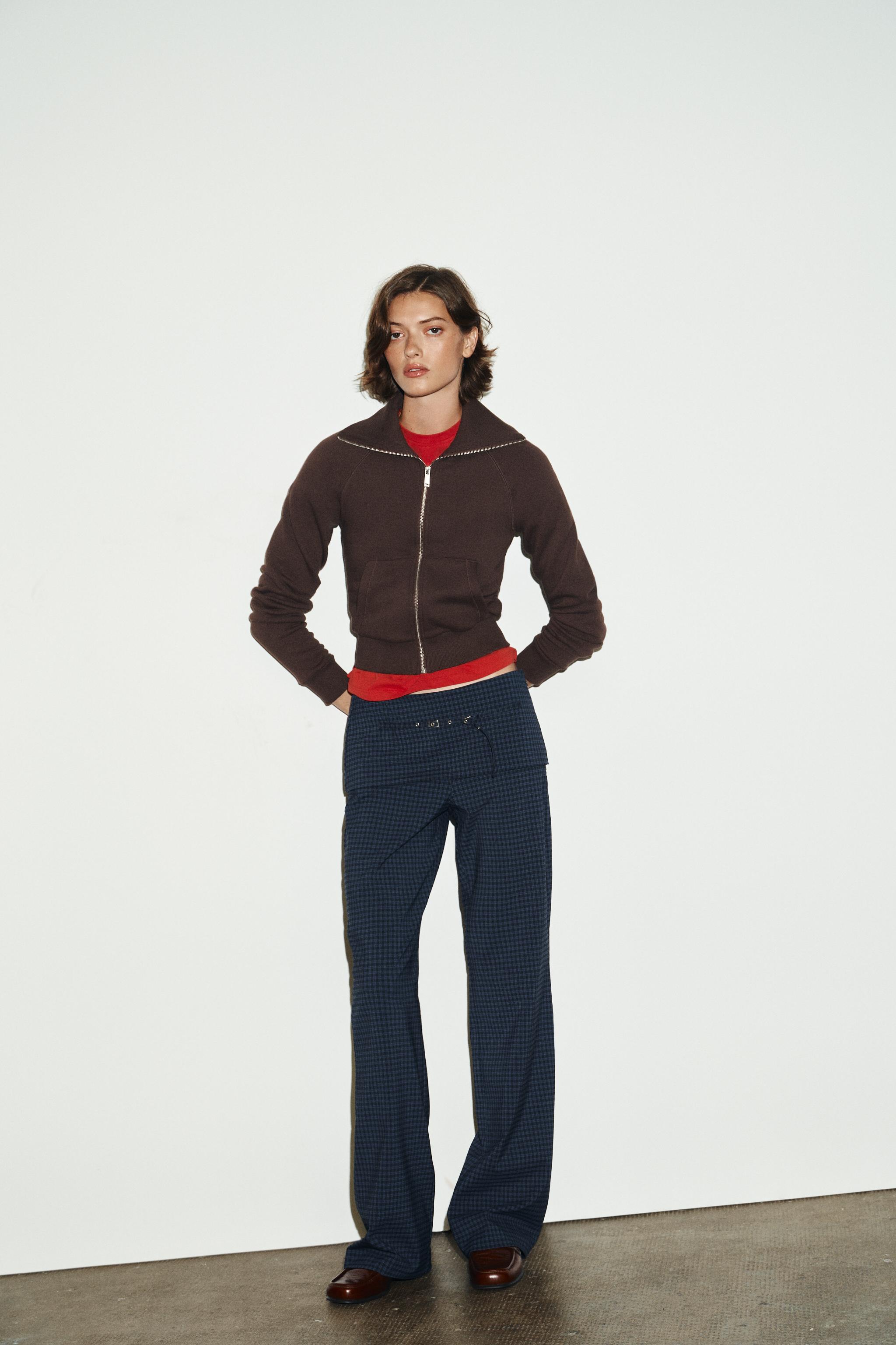 CHECK BELTED PANTS - Indigo | ZARA United States