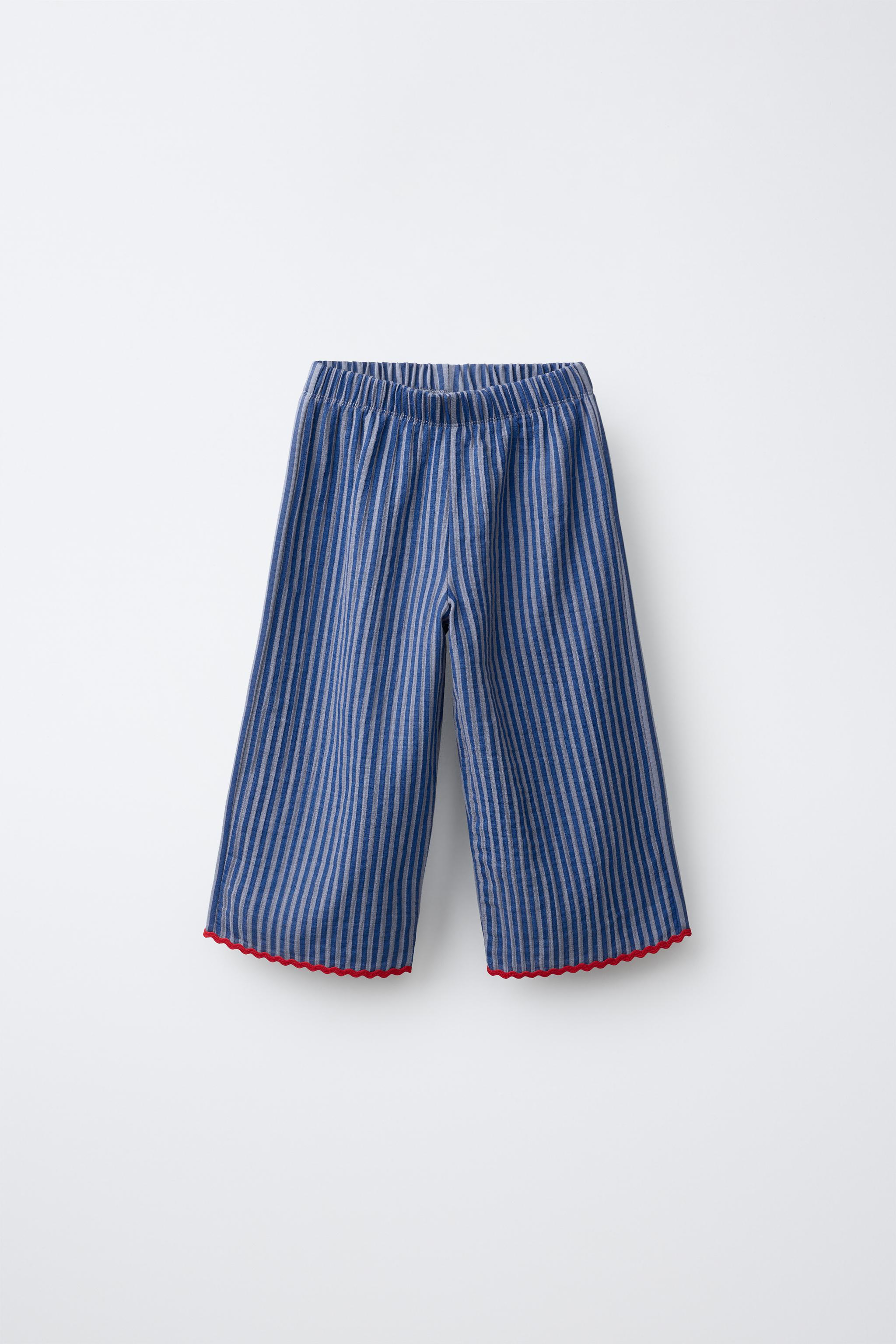 STRIPED RICKRACK PANTS — Bluish