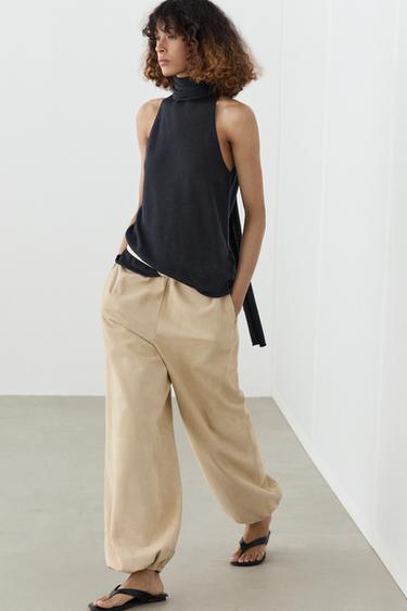 Top fluido halter lazada - Marino de Zara