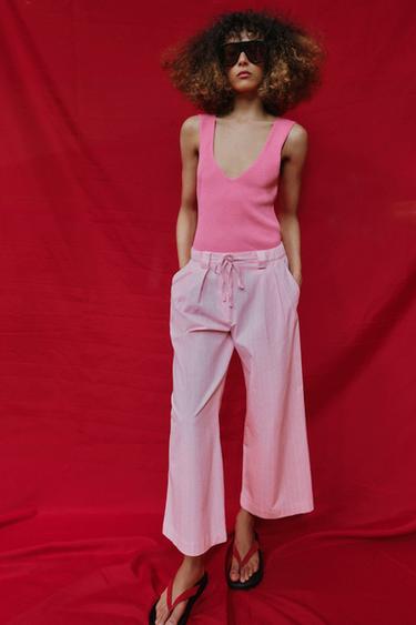STRIPED CULOTTES - Pink / White by Zara