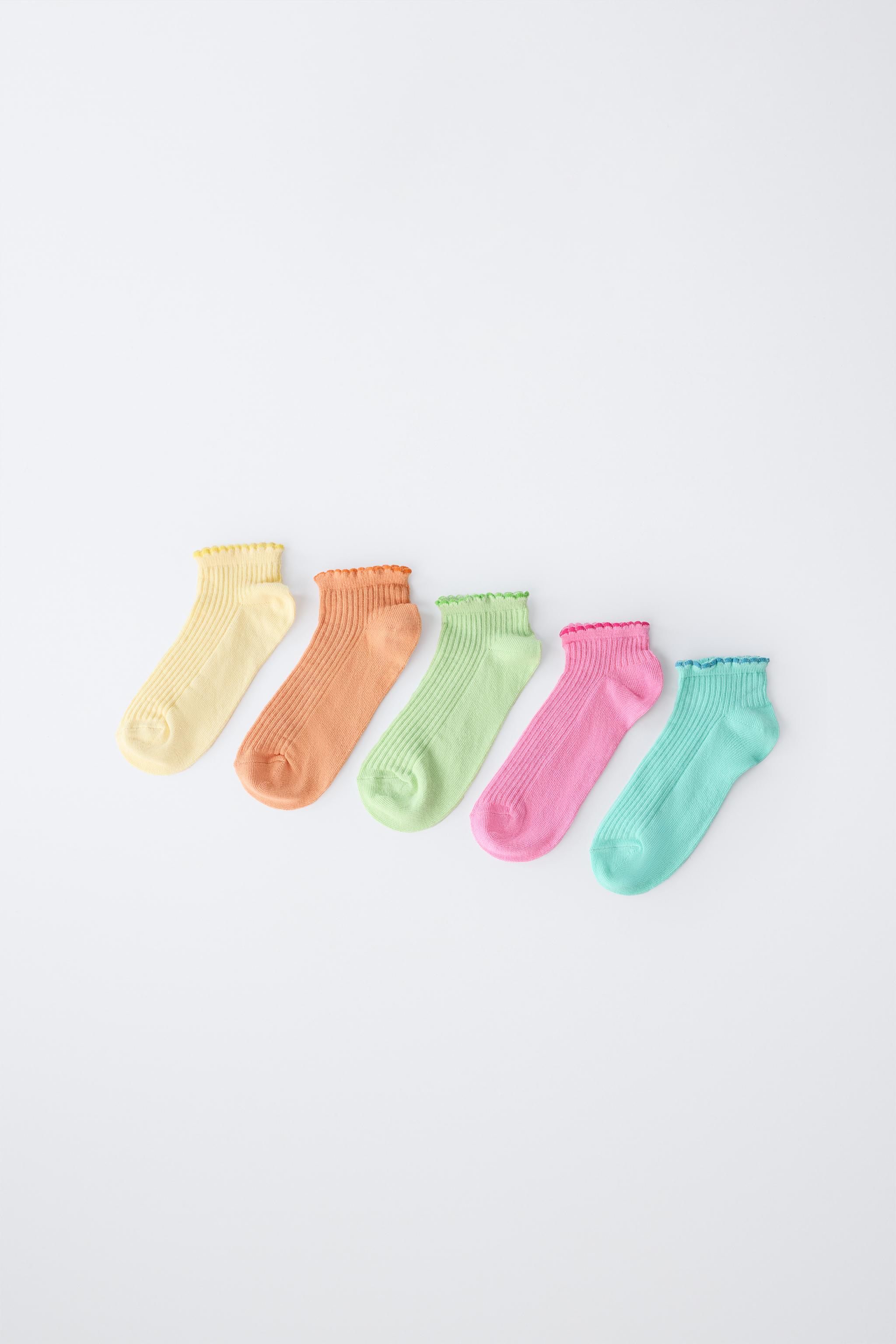 FIVE-PACK OF CONTRAST WAVE ANKLE SOCKS