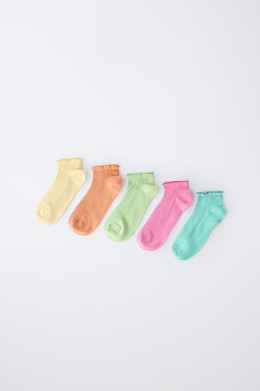FIVE-PACK OF CONTRAST WAVE ANKLE SOCKS - Multicoloured by Zara - Image 3