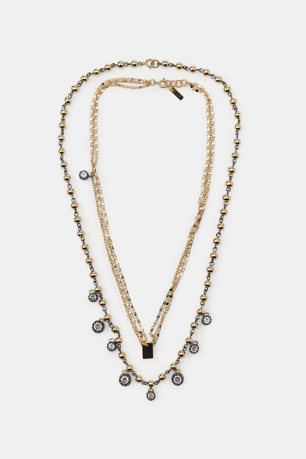 Pack Of 2 Jeweled Plate Necklaces