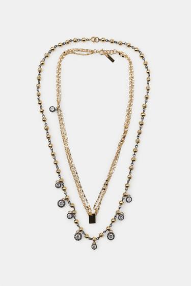 LOT DE 2 COLLIERS PLAQUE BIJOUX - Doré de Zara - Image 3