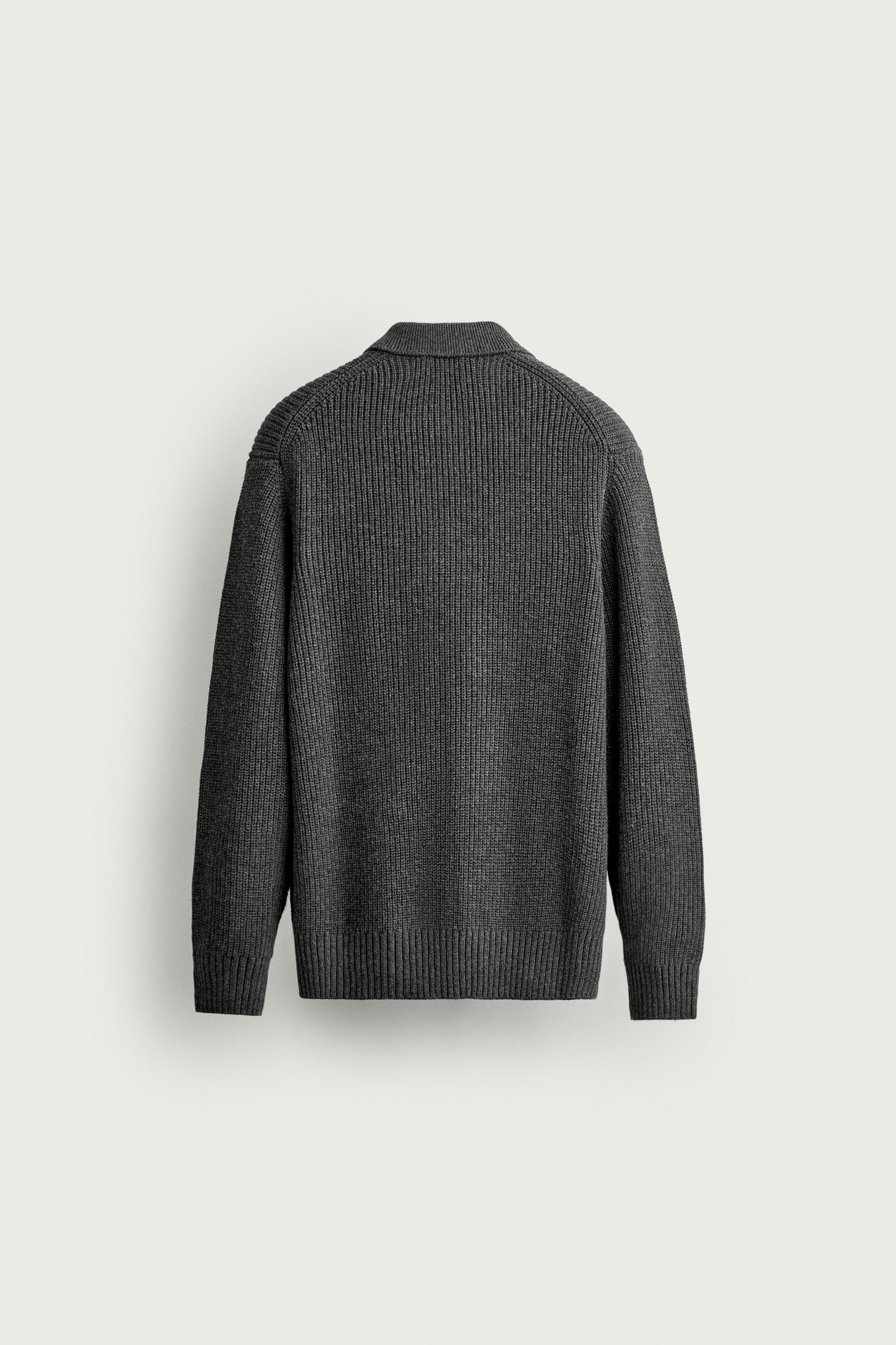 COTTON-WOOL PURL KNIT POLO