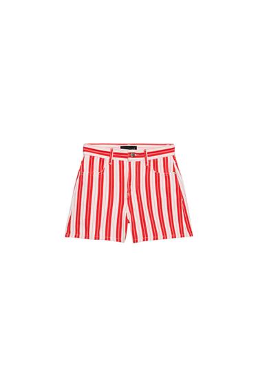 SHORT MOM FIT RAYURES - Rayure rouge de Zara
