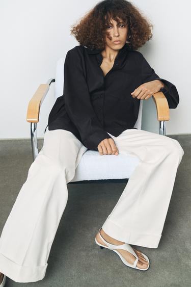JEANS ZW COLLECTION FLARE CẠP TRỄ - Màu trắng từ Zara