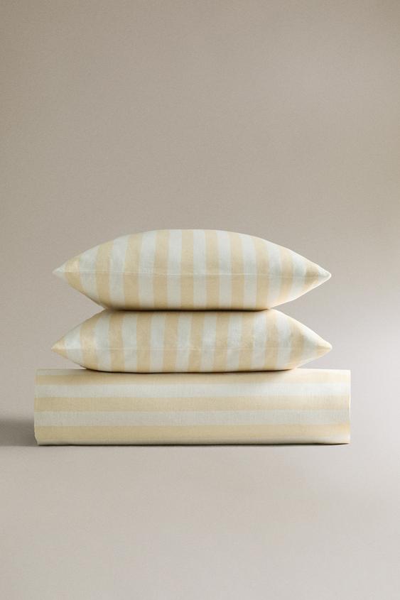 COTTON LINEN STRIPED BED LINEN ZARA Turkey