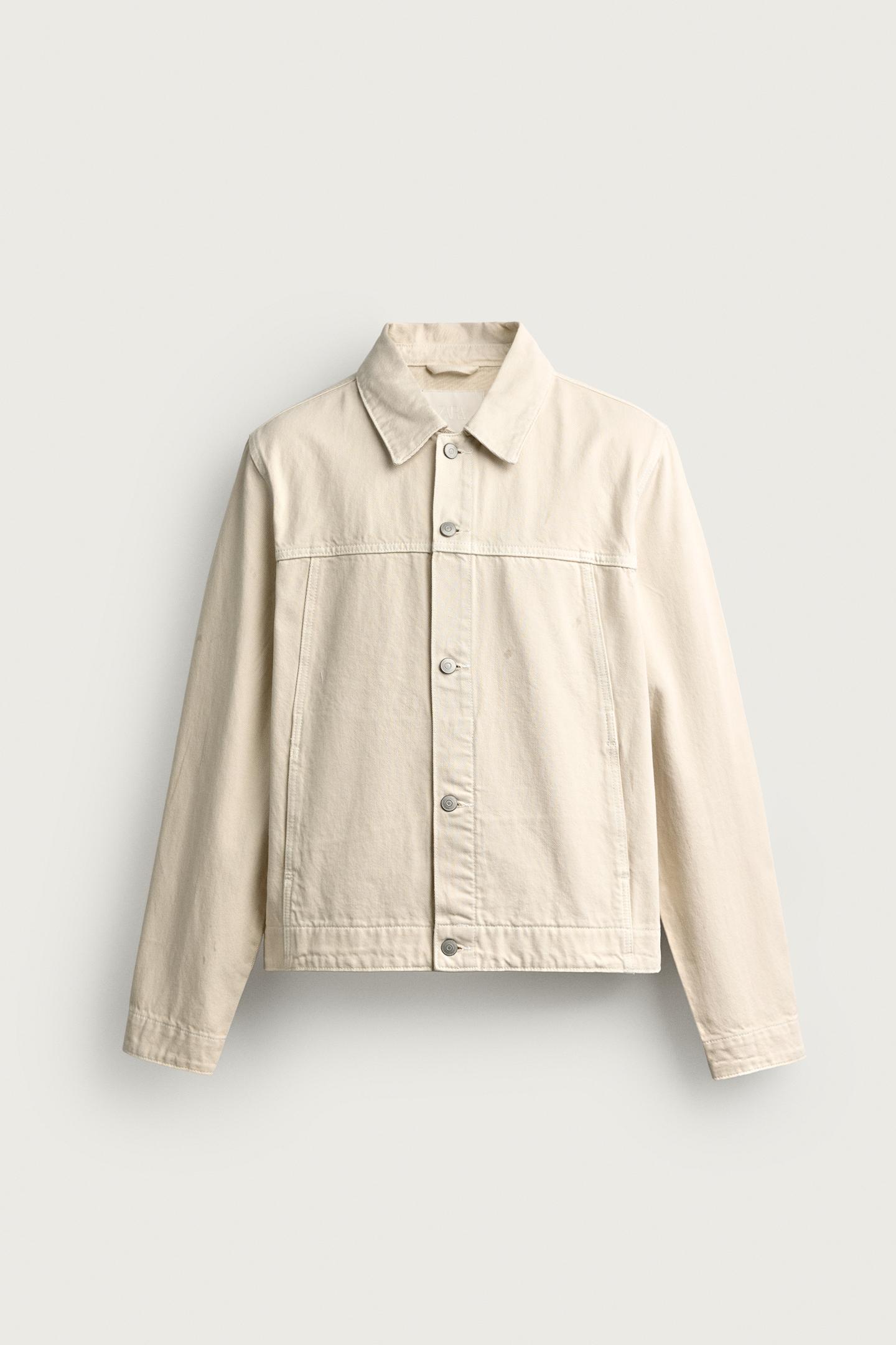 Куртка Zara Basic Denim Jacket, цвет: Устричный белый — фото 5