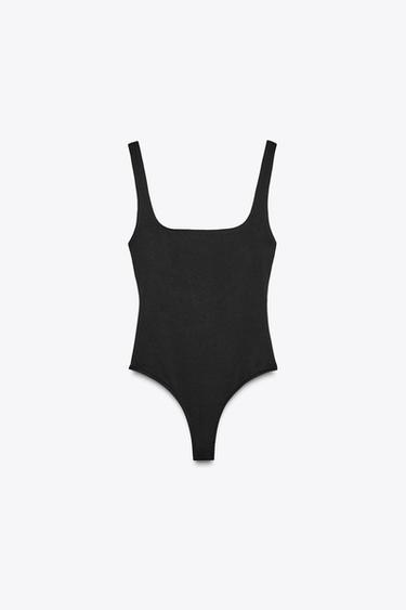 POLYAMIDE STRAPPY BODYSUIT - Black by Zara