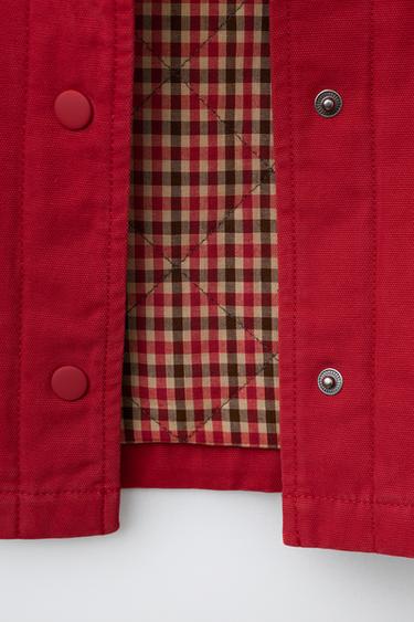 CONTRAST COLLAR CANVAS JACKET - Red by Zara