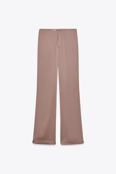 Zara SATIN FLARE PANTS - Light pink