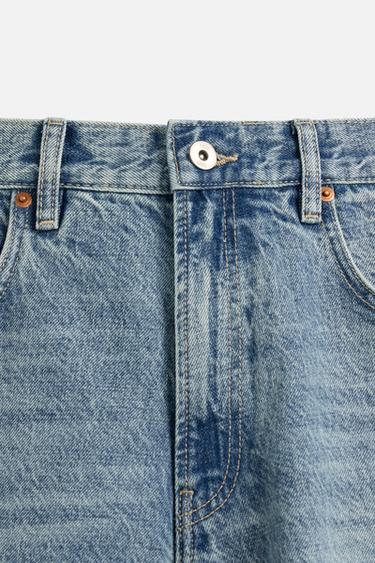 DENIM BERMUDA SHORTS WITH CONTRAST BANDS - Mid-blue by Zara - Image 7