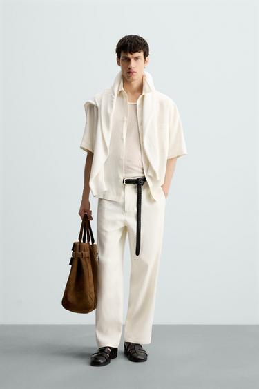 VISCOSE-JUTE TROUSERS - White by Zara - Image 0