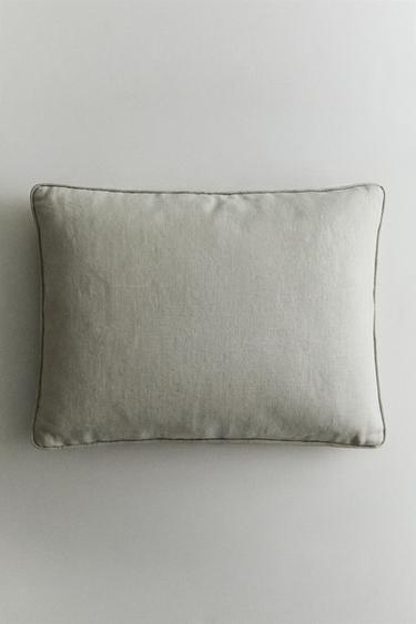 LINEN BENCH BACK CUSHION - Green by Zara