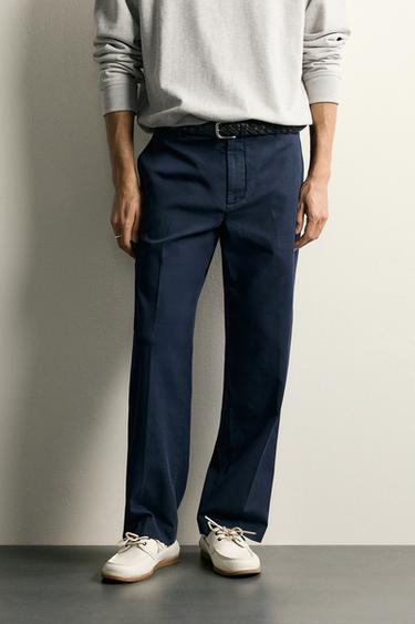 WASHED RELAXED FIT TROUSERS - Blue by Zara