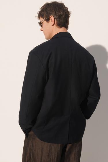 RELAXED FIT BLAZER WITH CONTRAST EMBROIDERY - Blue by Zara - Image 3