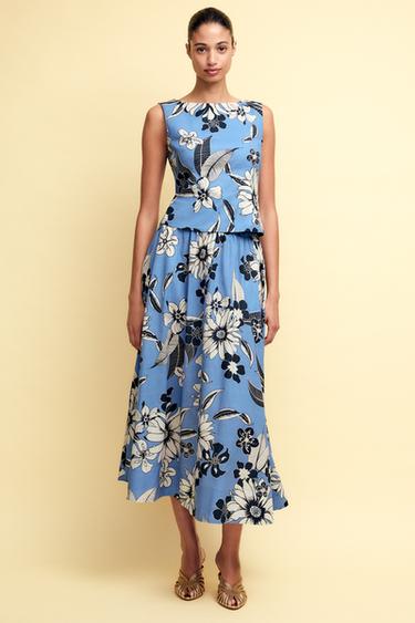 ZW COLLECTION PRINTED MIDI SKIRT - Bluish by Zara