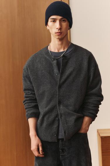 RELAXED FIT WOOL BLEND CARDIGAN - Grey by Zara