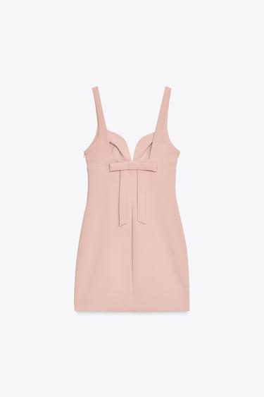 SHORT ELASTIC DRESS WITH BOW - Faded pink by Zara - Image 6